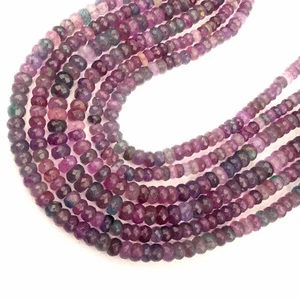 Multi Purple Fluorite Gemstone 13 Inch Strand 6-7MM Faceted Rondelle Shape Beads - Picture 1 of 6