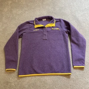 LSU Tigers Sweater Womens Medium Purple Fleece 1/4 Snap Pullover Columbia PFG - Picture 1 of 18