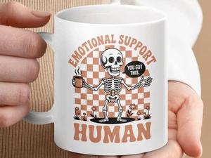Taza humana de apoyo emocional, taza de café esqueleto, divertida que tienes esta taza, - Imagen 1 de 9