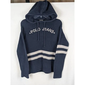 Suéter con capucha tejido Y2K Polo Jeans Co. azul marino pequeño para mujer - Imagen 1 de 15