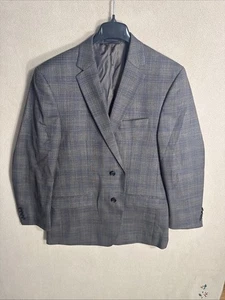 Lauren Ralph Lauren 44R Brown Plaid Poly Stretch Front Buttons Moved Slim Fit - Picture 1 of 14