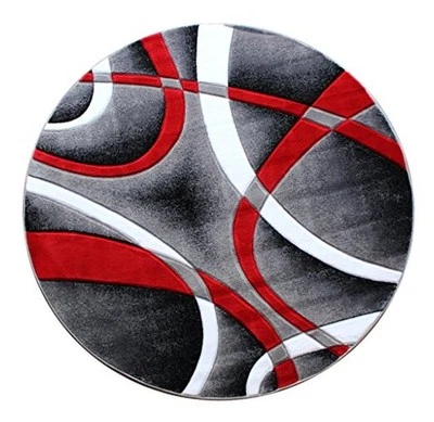 Alfombra tallada a mano Sophia Collection moderna (8 pies x 8 pies) redonda roja Foto 1 de 4