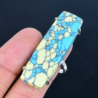 Anillo Papá Noel Turquesa 925 Chapado en Plata Hecho a Mano de EE. UU. Talla 10 Foto 1 de 3