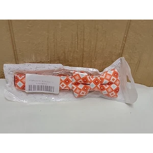 Female Small Dog Collar Orange 1/2" Wide Band Adjustable With Bow Snap Closure - Picture 1 of 8