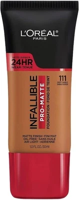 LOREAL Infallible Pro Matte Foundation SOFT SABLE 111 24hr oil free waterproof - Image 1 of 3