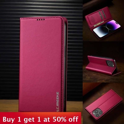 For iPhone 17 Air 14 17 16 Pro Max 15 13 12 11 XR 7 XS Phone Case wallet Leather - Image 1 of 4