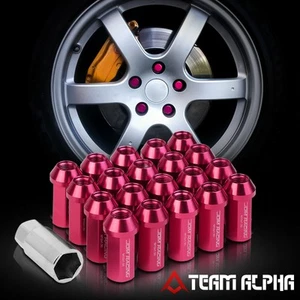20x 12mmx1.5{FLATTOP CAPPED}Pink Aluminum 50mm Tuner Wheel Rim Lug Nut w/Adapter - Picture 1 of 8