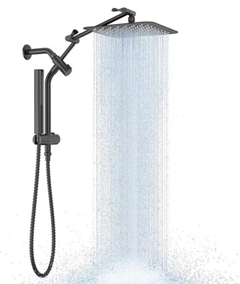 Veken 10" Lujoso Cabezal de Ducha de Lluvia Todo Metal Portátil Spray Combo Negro Mate Foto 1 de 4