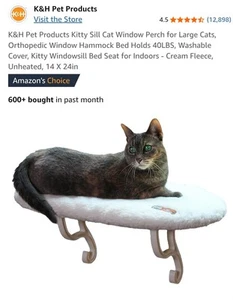 Kitty Sill Window Sill Cat Perch Cat Window Perch for Large Cats Cat Window S - Picture 1 of 4