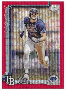 2025 Topps Chrome Red Wave Refractor Josh Lowe #1/5 (111) Rays - Picture 1 of 2