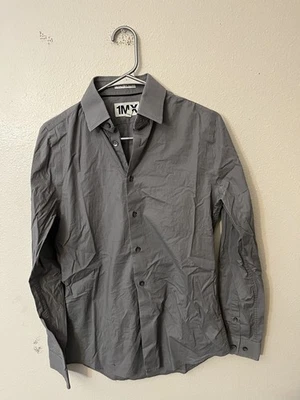 Camisa de vestir Express 1MX extra ajustada lisa gris adulto para hombre talla XS lisa Foto 1 de 4