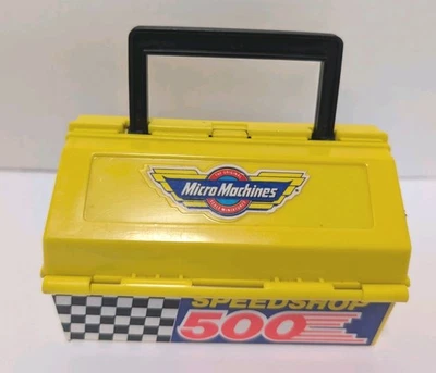VTG 90s Micro Machines Speed Shop 500 Yellow Tool Box Pit Kit Toolbox 1990 - Image 1 of 4