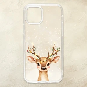 Cute Deer Christmas Lights Snow Kawaii Phone Case iPhone Samsung Motorola Pixel - Picture 1 of 1