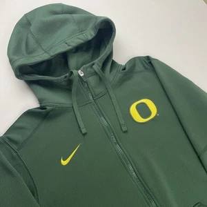 Oregon Ducks Nike Therma Fit Jacket Men’s M Hoodie Full Zip Fleece Green Logo - Picture 1 of 12