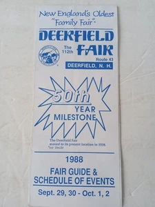 Folleto de mapa desplegable vintage DEERFIELD FAIR NH 1988 guía y calendario de eventos - Imagen 1 de 24