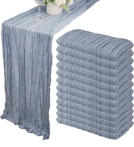 12 Pack 10Ft Cheesecloth Table Runner 35x120 Boho Sheer Gauze Rustic Dusty Blue - Picture 1 of 6