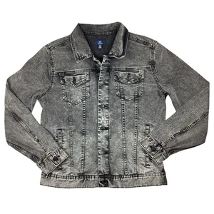Giacca jeans uomo George lavaggio acido nero denim taglia M 38-40 tasche camionista elasticizzato - Foto 1 di 13