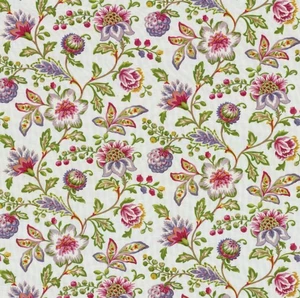 Mill Creek Floral Pink BERRY Cotton Drapery Upholstery Pillow Sewing Fabric BTY - Picture 1 of 6