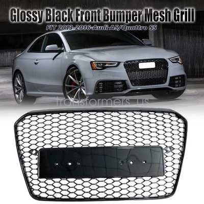 Parrilla de malla de parachoques delantero negro brillante para Audi A5/Quattro S5 RS5 B8.5 2013-2016 Foto 1 de 4