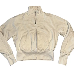 LES TIEN Kathy Yacht Damenjacke elfenbeinfarben durchgehender Reißverschluss lockere Passform X-Small XS - Bild 1 von 8