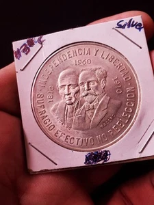 1960 Silber Mexiko 10 Pesos Miguel Hidalgo & Francisco y Madero Gedenkmünze - Bild 1 von 2