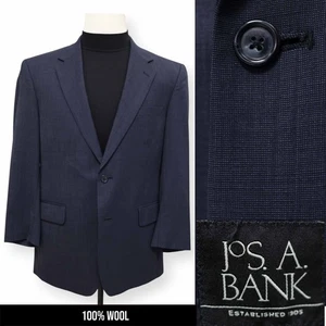 JOS A BANK mens solid blue 100% WOOL sport coat suit jacket blazer 42 S - Picture 1 of 15