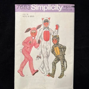 1976 patrón de simplicidad #7683 disfraces de animales niños niñas talla 10 conejito gato sin cortar - Imagen 1 de 6