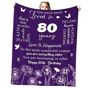 80th Birthday Gifts for Women Blanket Happy 80 Year Old 80"x60" Color 4 - Picture 1 of 8