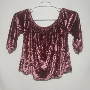 Hollister Crushed Velvet Velour Bardot Crop Top Damen Medium Schulterfrei - Bild 1 von 9