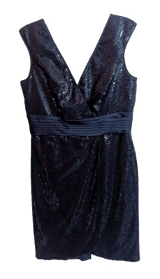 ALFRED ANGELO Navy Sequin Sleeveless Midi Formal Cocktail Party Dress Size 16 B2 - Image 1 of 4
