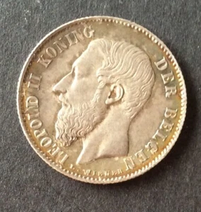 Belgique - Léopold II - Magnifique monnaie de 50 Centimes 1886 VL - jolie patine - Picture 1 of 2