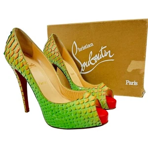 Christian Louboutin Very Prive 120 Python Heels Fairy Tale Womens Size 39 - Picture 1 of 9