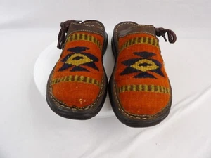 Born Slip-on Clogs Size 8 M Wool & Leather Aztec S. West Handcrafted In Mexico - Picture 1 of 8