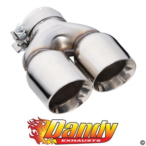 3" Inlet Dual 3.5" Outlet Exhaust Tip Inner Cone 9" Long RHS Polished Stainless - Picture 1 of 3