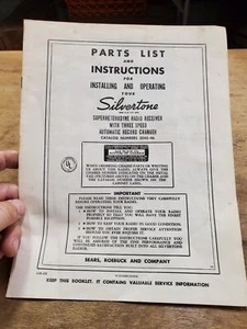 Sears Silvertone Model 3045 3046 Radio Receiver Phonograph Record Changer Manual - Picture 1 of 2