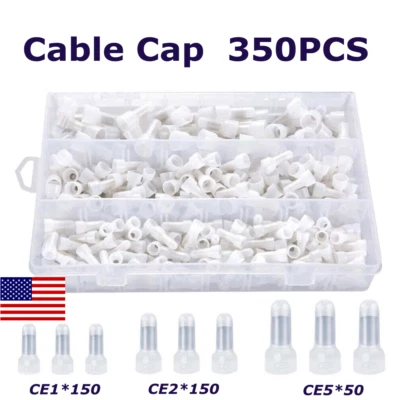 350PCS AWG22-16/16-14/12-10 Transparent Closed End Crimp Cap Wire Connectors Kit - Image 1 of 4