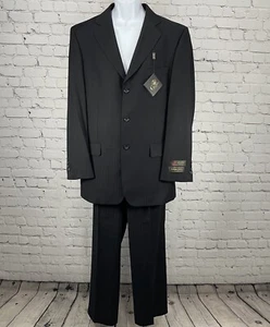 NWT Giorgio Cerruti Black Paris SBX3 Striped Super 150’s Two Piece Suit Size 40L - Picture 1 of 13