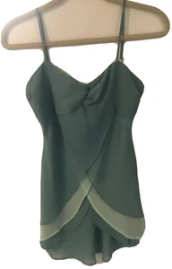 Work To Weekend Career Sleeveless Blouse Two Toned Teal Green Tan Size 4 Small - Picture 1 of 8