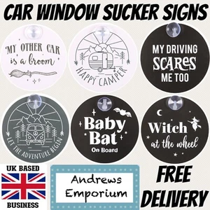 Novedad Plástica Ventana Succión Divertido Coche Furgoneta Letrero Bruja Caravana Regalo - Imagen 1 de 5