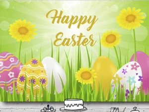 EASTER GREEN EGGS PERSONALISED PARTY BANNER BACKDROP DECORATION - Bild 1 von 4
