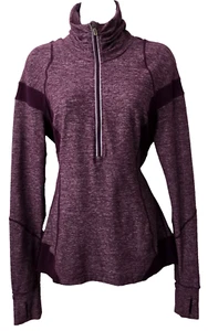 Lululemon Run Inspire Pullover Top 10 Half Zip Stretch Static Plum Cold Hands - Picture 1 of 14