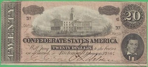 T-67 PF-23 CR-523 1864 Confederate States of America $20 Note No.35575 - Picture 1 of 2