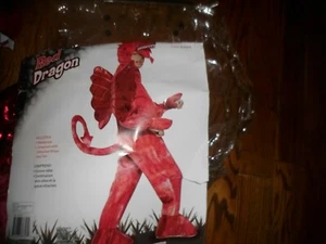 Forum Novelties boys Red Dragon Costume sz4-6 plush jumpsuit w wings & tail.Hood - Picture 1 of 3