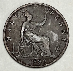 UK Half Penny 1889 Coin - Picture 1 of 4