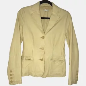 Giacca da donna Vince 4 blazer in pelle gialla petto singolo maniche lunghe tasche - Foto 1 di 20