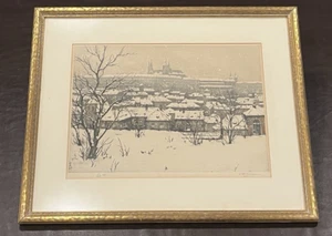 T.F. (Tavik Frantisek) Simon "Winter in Prague" Signed Lithograph in Gilt Frame - Picture 1 of 14