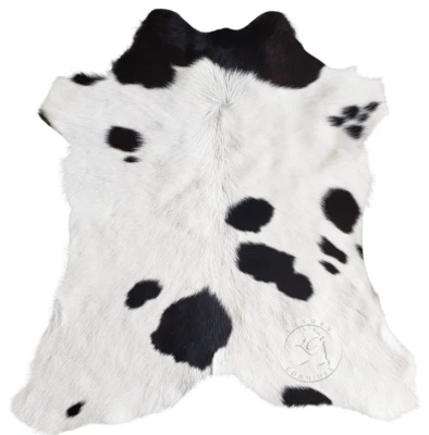 Real Calfskin Rug Black and White - Size 3-3.5 x 3-3.5' - Image 1 of 3