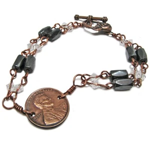 Swarovski Kristall, magnetisches Hämatit und Kupfer Penney Armband von SoniaMcD - Bild 1 von 17