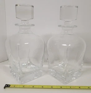 Set of 2 Vintage Style Glass Whiskey Decanters Apothecary Medicine Bottles 8.5" - Picture 1 of 18
