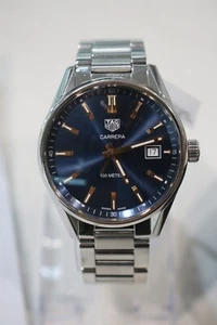 TAG Heuer Carrera WAR1112 Quartz Men Watch Blue Dial 39mm W/ Case & Receipt - Picture 1 of 19